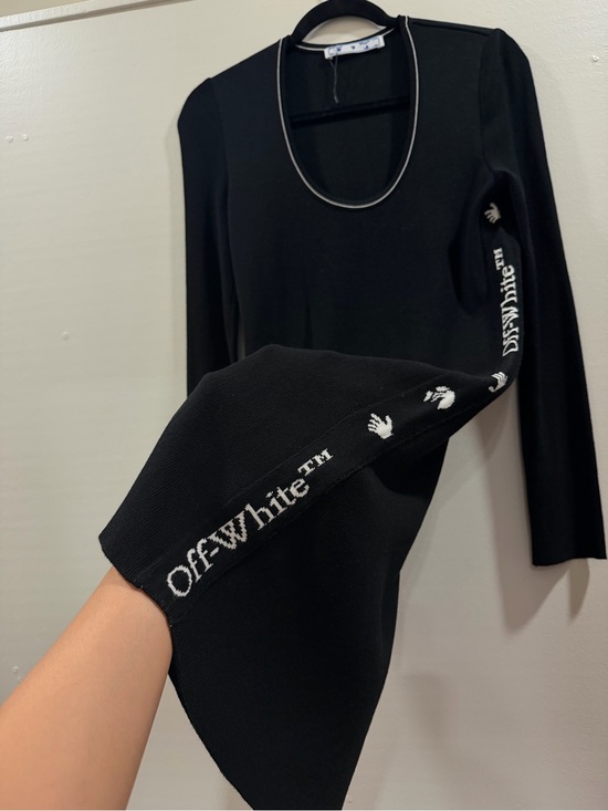 Off-White Dresses & Skirts - Off-White Like new XS Black Long Sleeve sweater bodycon mini midi dress